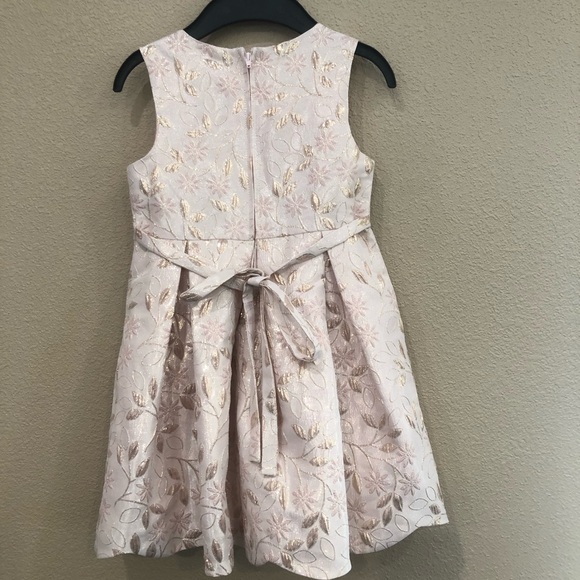 Rare Editions Toddler Girl Floral Brocade Dress With Side Bow Size 5T - Picture 4 of 9